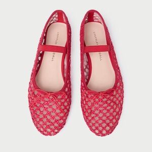 NEW Loeffler Randall Leonie Red Crochet Ballet Flat Size 8